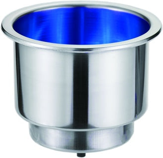 Drink Holder cup holder Polished S/S Recessed Mount & Blue LED's Caravan/Boat/RV/Camper Trailer