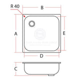 Boat Sink Rectangle Stainless Steel 355x260x150 90 Degree Support Edge Waste & Plug MADE IN ITALY