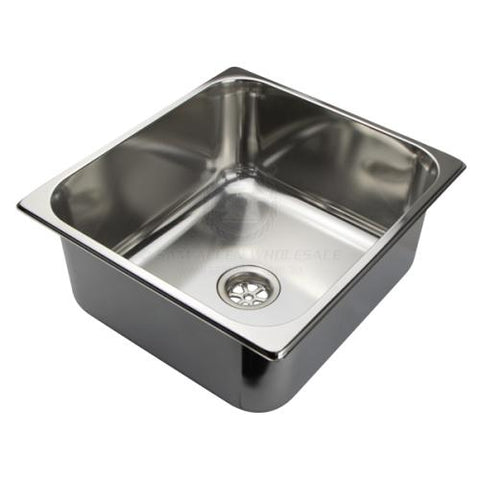 Boat Sink Rectangle Stainless Steel 350x320x150 90 Degree Support Edge Waste & Plug MADE IN ITALY