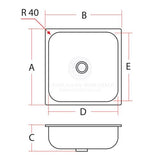 Boat Sink Rectangle Stainless Steel 350x320x150 90 Degree Support Edge Waste & Plug MADE IN ITALY