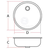 Boat Sink Stainless Steel Round 260mm Dia.195mm depth 90 Degree Support Edge Waste & Plug MADE IN ITALY