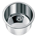 Boat Sink Stainless Steel Round 260mm Dia.195mm depth 90 Degree Support Edge Waste & Plug MADE IN ITALY