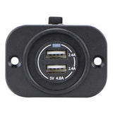 Power Socket Twin USB-A Ports Flush Mount Black 12/24V RELAXN