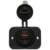 Power Socket Twin USB-A / USB-C Flush Mount Black  12V/24V Relaxn