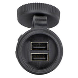 Power Socket Dual USB-A ports Flush Mount Black with waterproof cover 12V/24V Relaxn