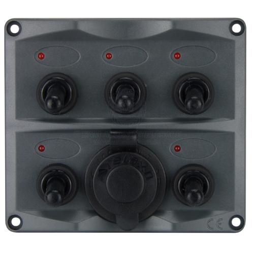 Marine Switch Panel 5 Gang with dual USB port & LED Indicators Water Resistant Relaxn