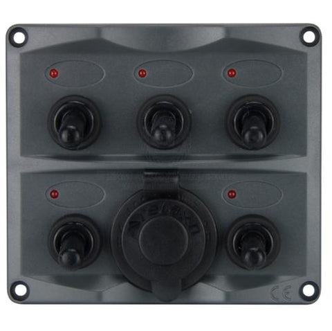 Marine Switch Panel 5 Gang with dual USB port & LED Indicators Water Resistant Relaxn